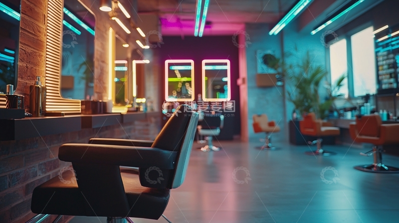 高清大图下载【趣麦麦图】潮流理发店室内场景