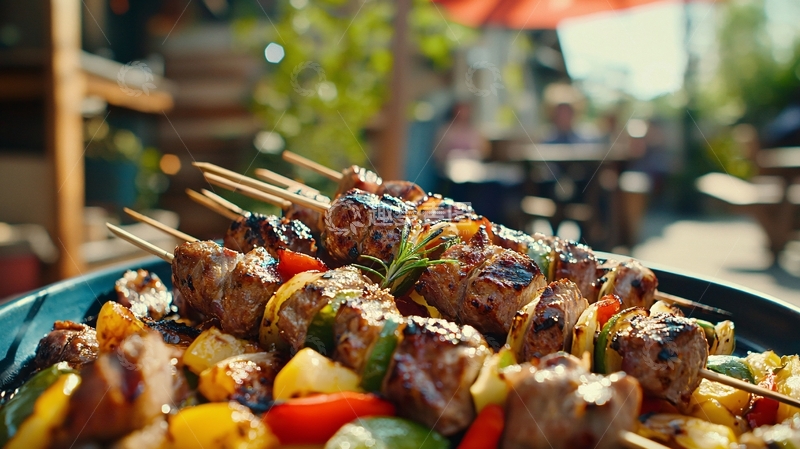 高清大图下载【趣麦麦图】户外烧烤牛肉串