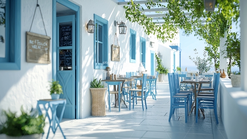 高清大图下载【趣麦麦图】地中海风格餐厅街景
