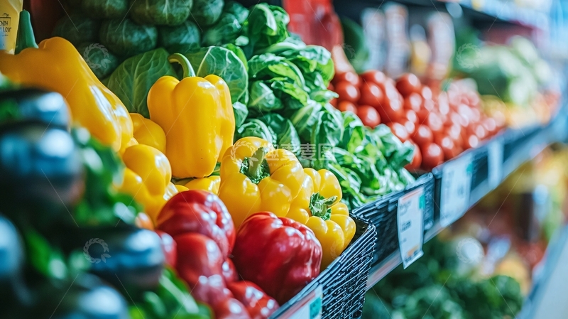 高清大图下载【趣麦麦图】超市货架新鲜蔬菜水果