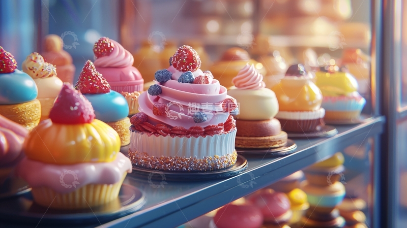 高清大图下载【趣麦麦图】色彩缤纷的甜点展示柜