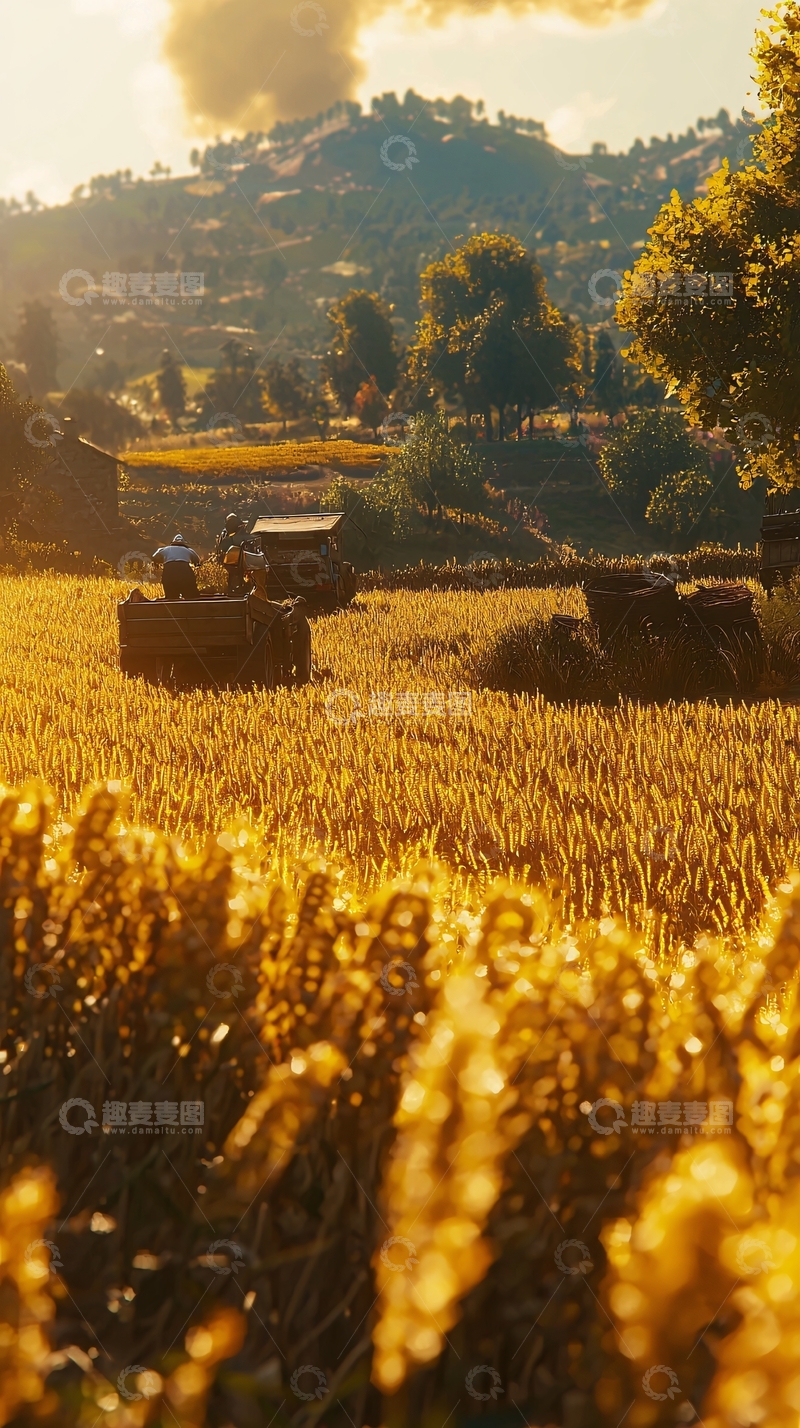 高清大图下载【趣麦麦图】金色麦田乡村景色