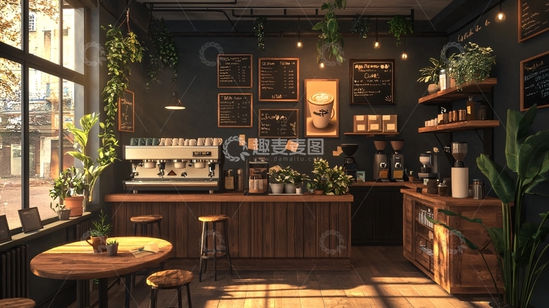 高清大图下载【趣麦麦图】暗色调咖啡馆室内设计