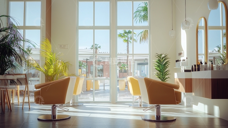 高清大图下载【趣麦麦图】明亮宽敞的现代美发沙龙