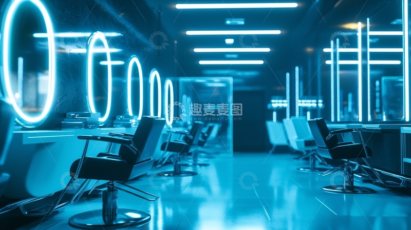 高清大图下载【趣麦麦图】现代感十足的理发店内部