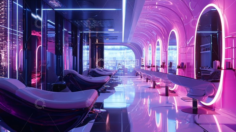 高清大图下载【趣麦麦图】未来感洗发店