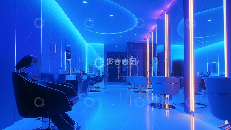高清大图下载【趣麦麦图】炫酷蓝色美发沙龙