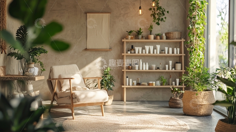 高清大图下载【趣麦麦图】自然光线下的木质美容室