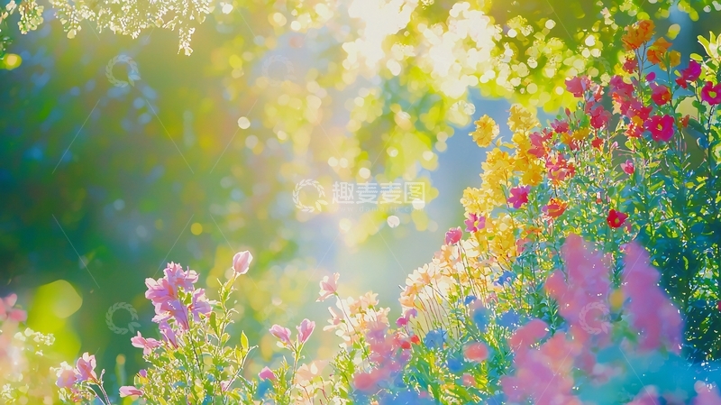 高清大图下载【趣麦麦图】阳光下五彩缤纷的花朵