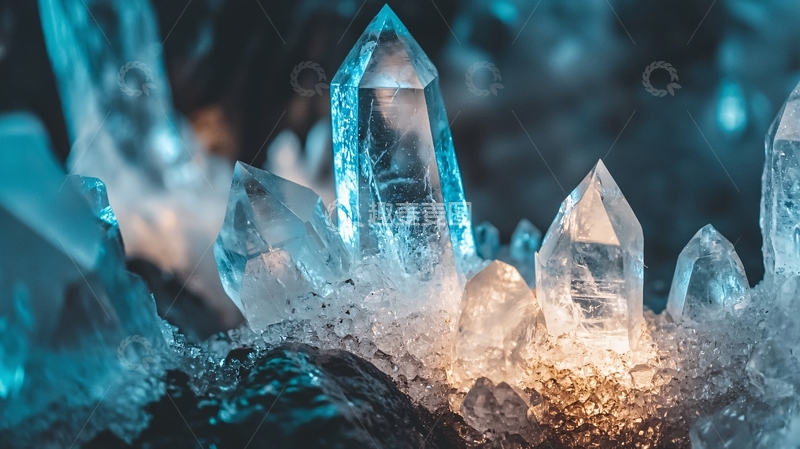 高清大图下载【趣麦麦图】蓝光晶体簇