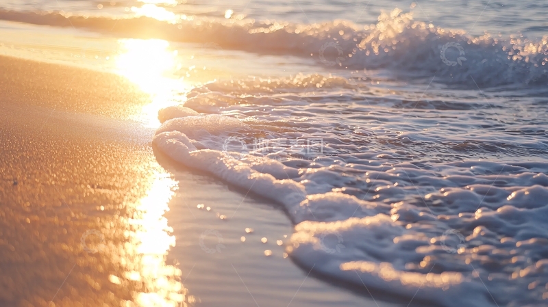 高清大图下载【趣麦麦图】日出海滩浪花