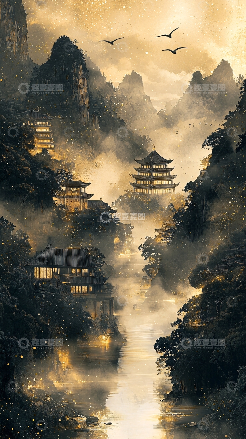 高清大图下载【趣麦麦图】水墨山水画284