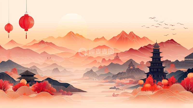 高清大图下载【趣麦麦图】中国风山水画