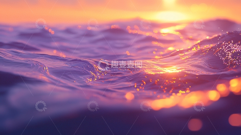 高清大图下载【趣麦麦图】日落海面波光粼粼