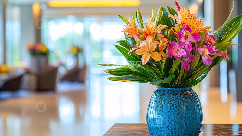 高清大图下载【趣麦麦图】酒店大堂鲜花花瓶