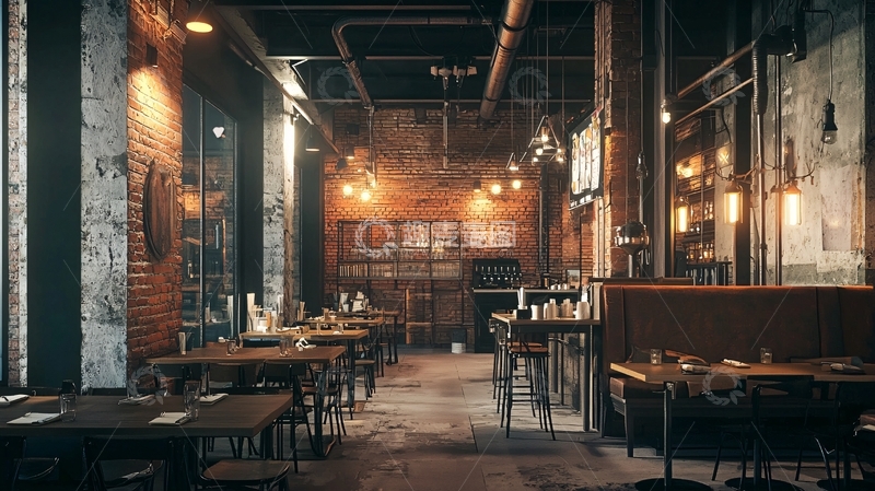 高清大图下载【趣麦麦图】工业风餐厅