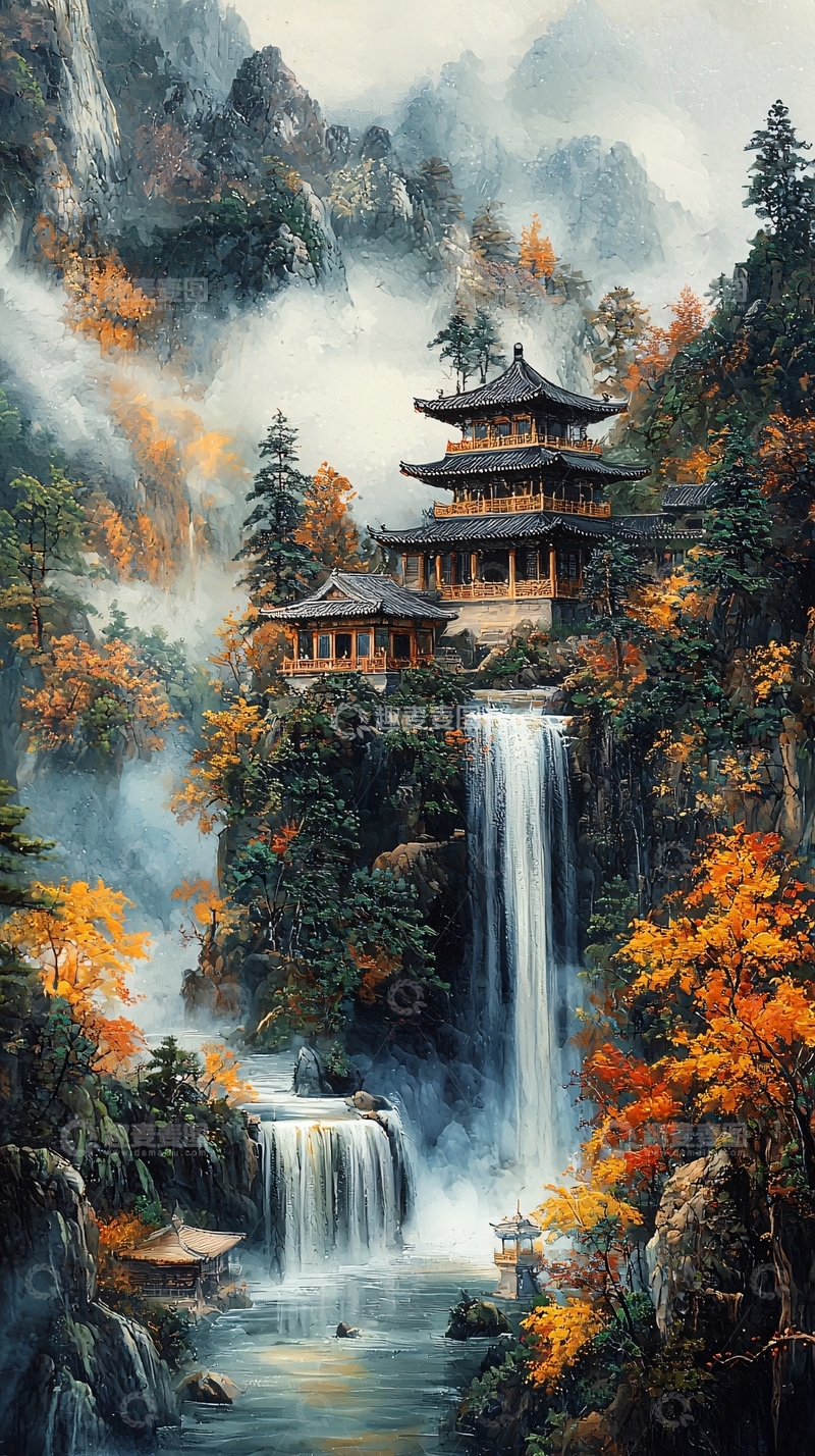 高清大图下载【趣麦麦图】秋景山水画