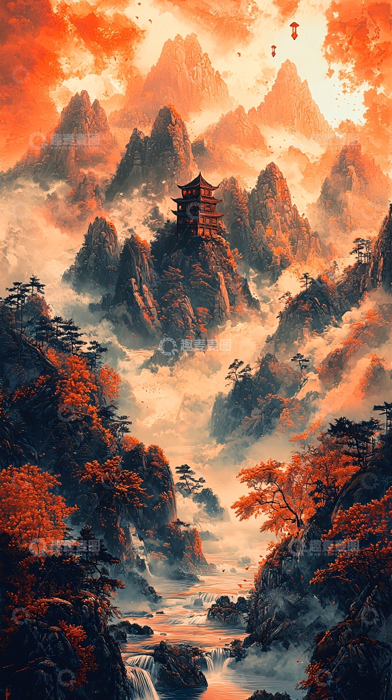 高清大图下载【趣麦麦图】中国风山水风景画