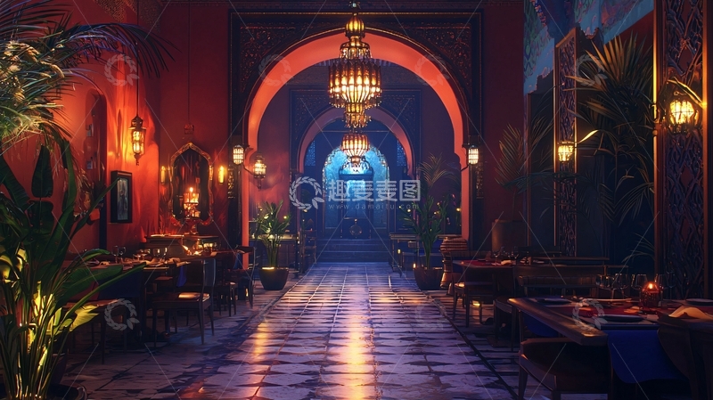 高清大图下载【趣麦麦图】华丽的阿拉伯风格长廊