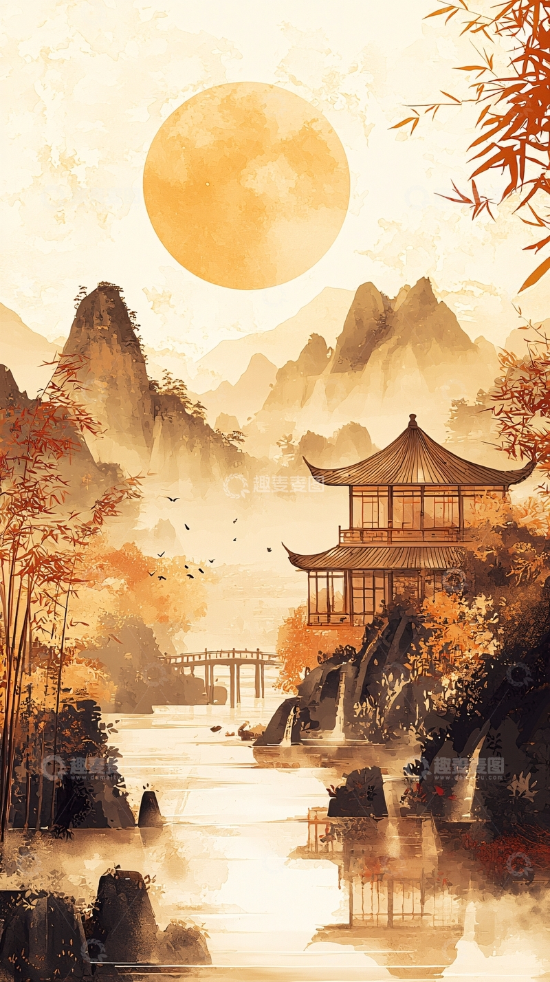 高清大图下载【趣麦麦图】水墨画山水