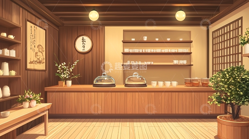 高清大图下载【趣麦麦图】日式茶室温馨场景