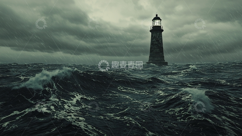 高清大图下载【趣麦麦图】暴风雨中的灯塔