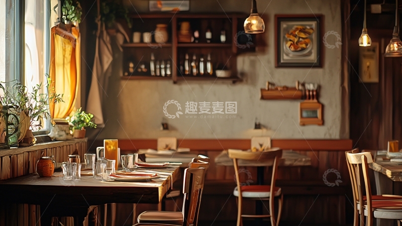 高清大图下载【趣麦麦图】复古餐厅室内场景