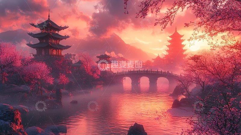 高清大图下载【趣麦麦图】唯美日落景色