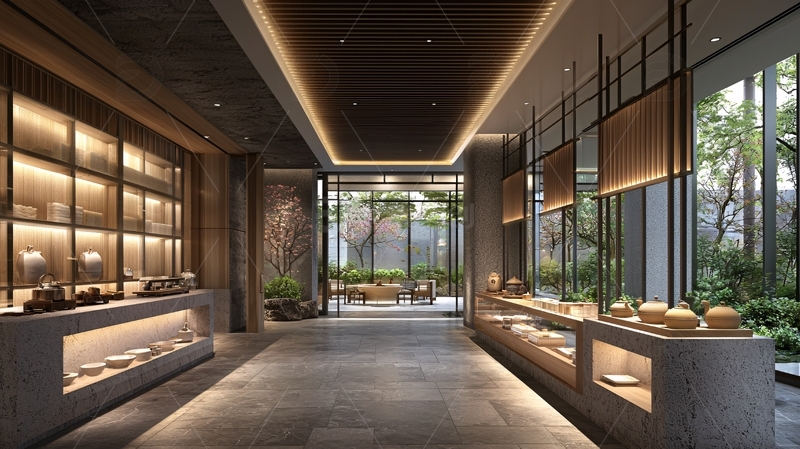 高清大图下载【趣麦麦图】现代中式酒店走廊