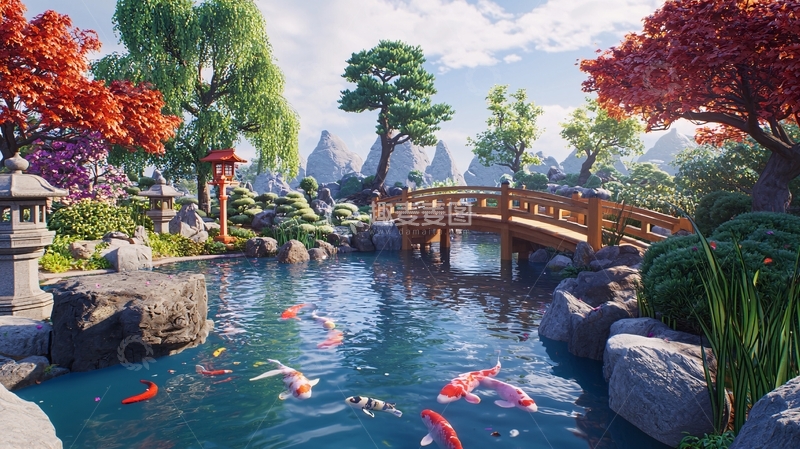 高清大图下载【趣麦麦图】日式庭院风景