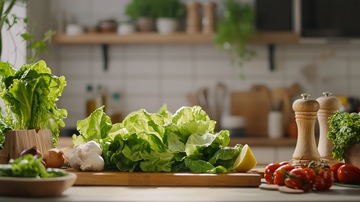 厨房料理台新鲜蔬菜