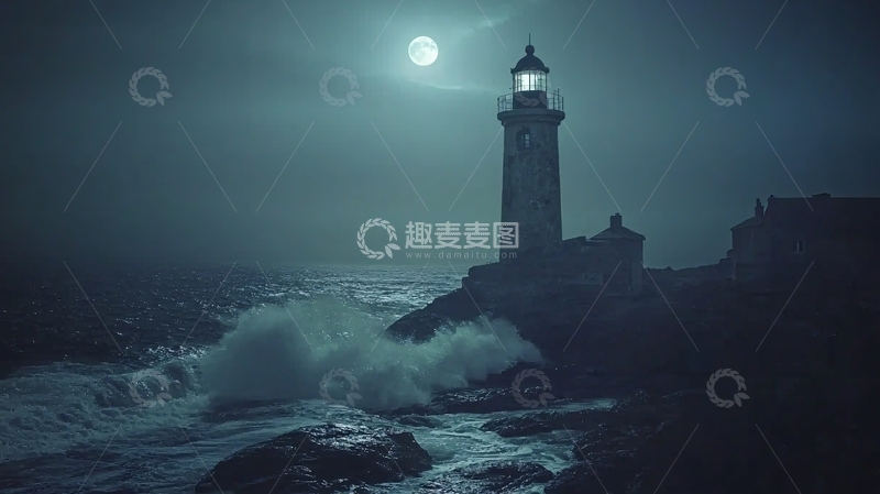 高清大图下载【趣麦麦图】夜色中的灯塔