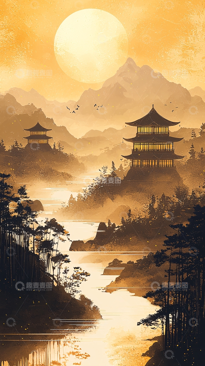 高清大图下载【趣麦麦图】山间寺庙