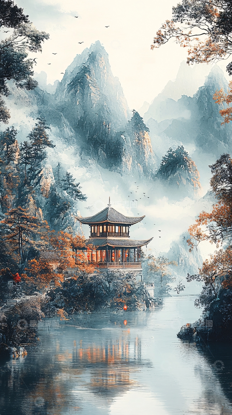 高清大图下载【趣麦麦图】水墨山水画293