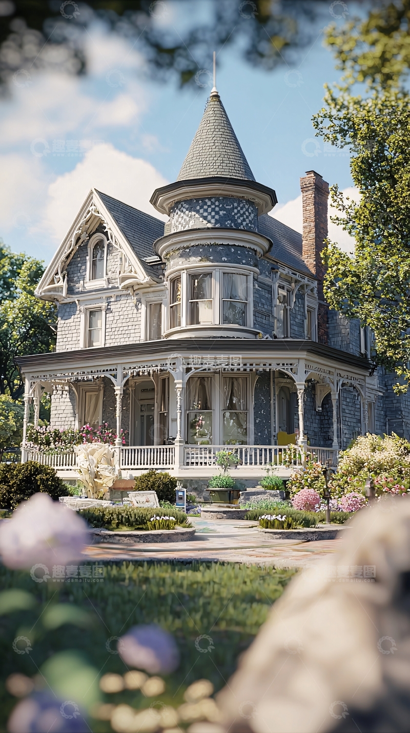 高清大图下载【趣麦麦图】美丽的尖塔灰石别墅