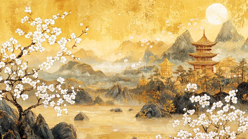 高清大图下载【趣麦麦图】金色日出山景图