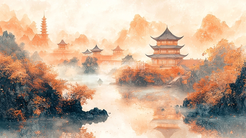 高清大图下载【趣麦麦图】山水国画风