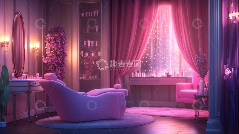 高清大图下载【趣麦麦图】梦幻粉色公主化妆间
