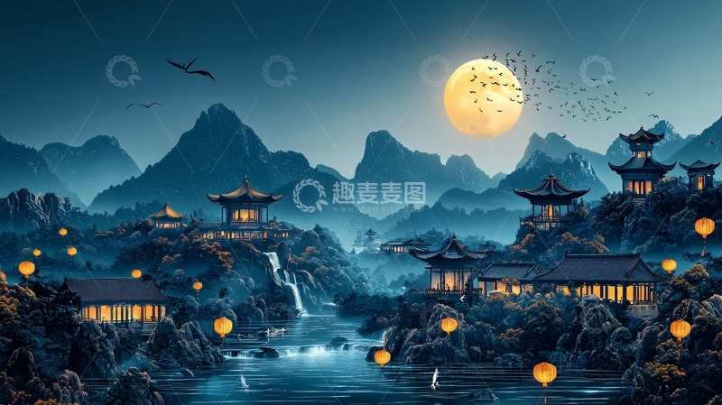 高清大图下载【趣麦麦图】水墨山水画296