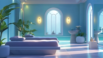 蓝色调水疗中心