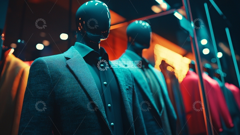 高清大图下载【趣麦麦图】夜店橱窗男装模特展示