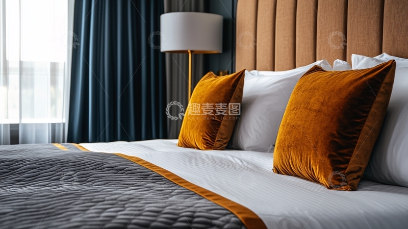 高清大图下载【趣麦麦图】高级酒店客房床铺