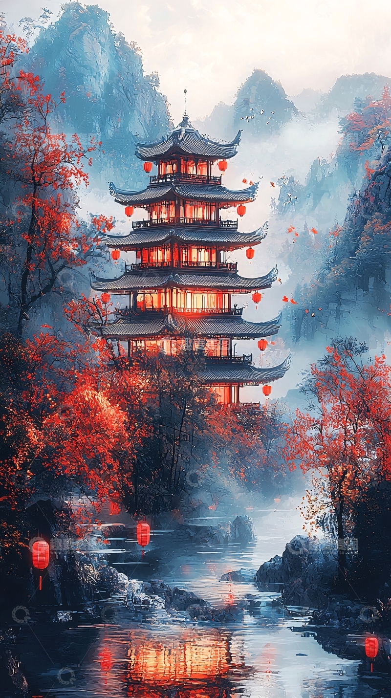 高清大图下载【趣麦麦图】中国风宝塔建筑