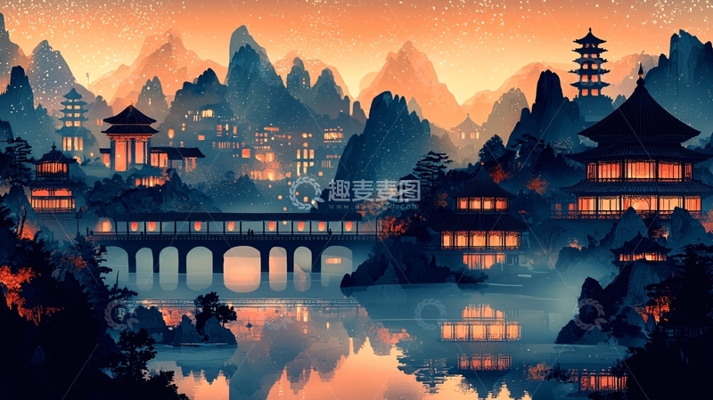 高清大图下载【趣麦麦图】水墨山水画297