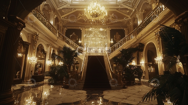 高清大图下载【趣麦麦图】奢华金色大理石楼梯