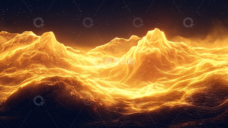 高清大图下载【趣麦麦图】金色岩石山脉在黑暗中闪耀