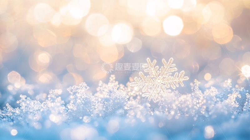 高清大图下载【趣麦麦图】阳光下的雪花特写
