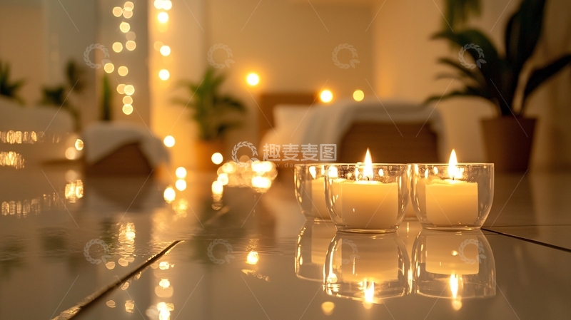 高清大图下载【趣麦麦图】温暖舒适的烛光卧室