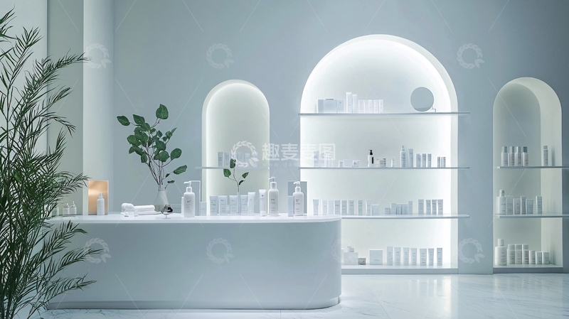 高清大图下载【趣麦麦图】极简风白色化妆品店