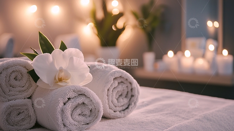 高清大图下载【趣麦麦图】水疗中心毛巾兰花